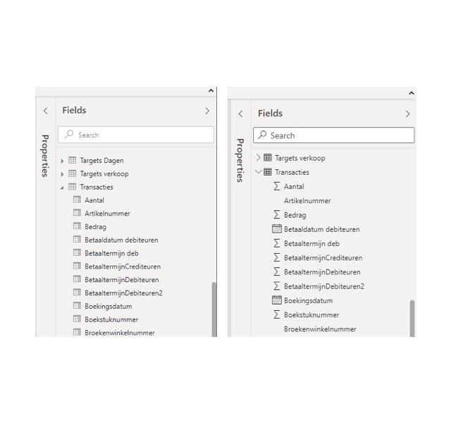 nieuwe veldenlijsten Power BI nieuwe veldenlijsten Power BI